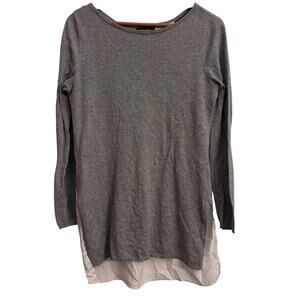 Cop Copine Kazan Layered Sweater Tunic Gray White Mixed Media Long Sleeve Size M
